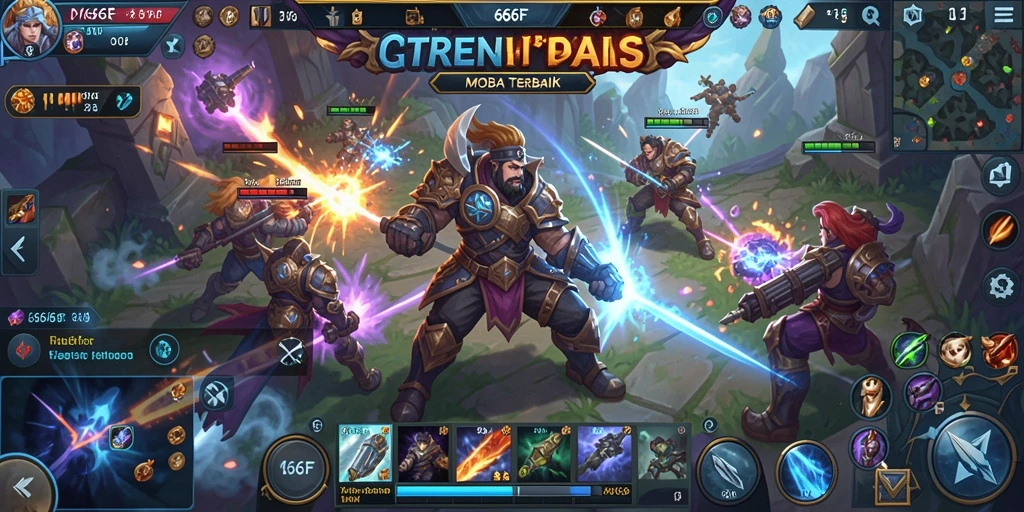 Tampilan menarik dari gameplay MOBA di 666F dengan karakter unik.