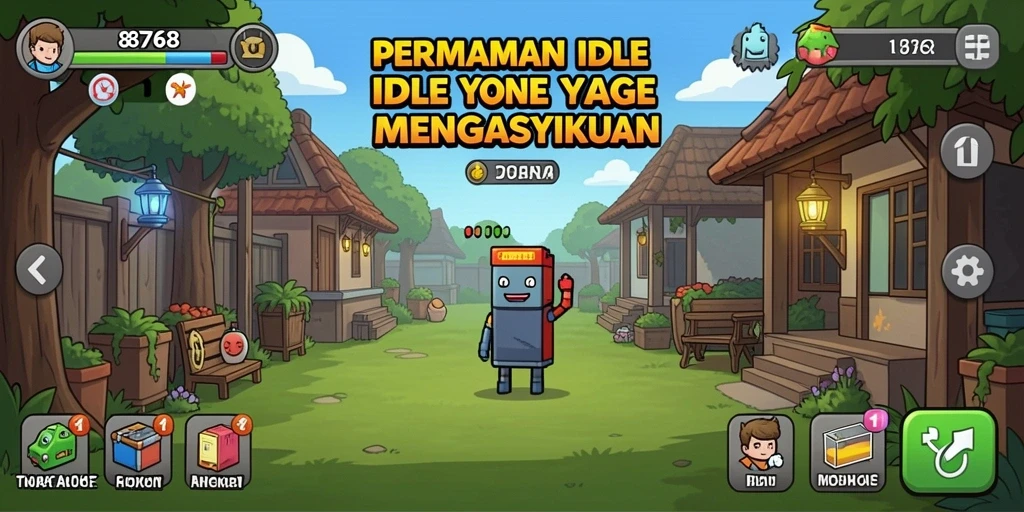 Screenshot gameplay 8768 menampilkan karakter yang sedang mengumpulkan sumber daya.
