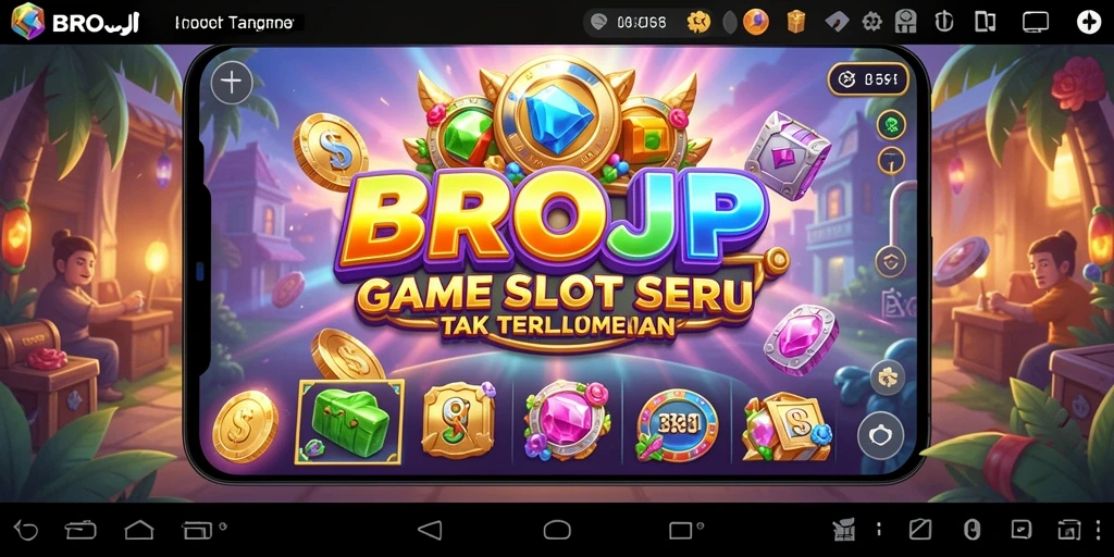Tampilan utama gameplay BROJP yang menampilkan serunya bermain Slot.
