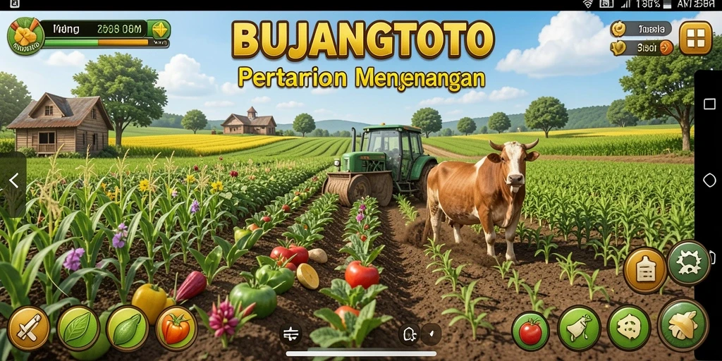 Tampilan menarik dalam gameplay pertanian BUJANGTOTO.