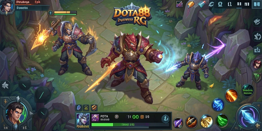 Screenshot menunjukkan aksi pertarungan intens dalam DOTA88.