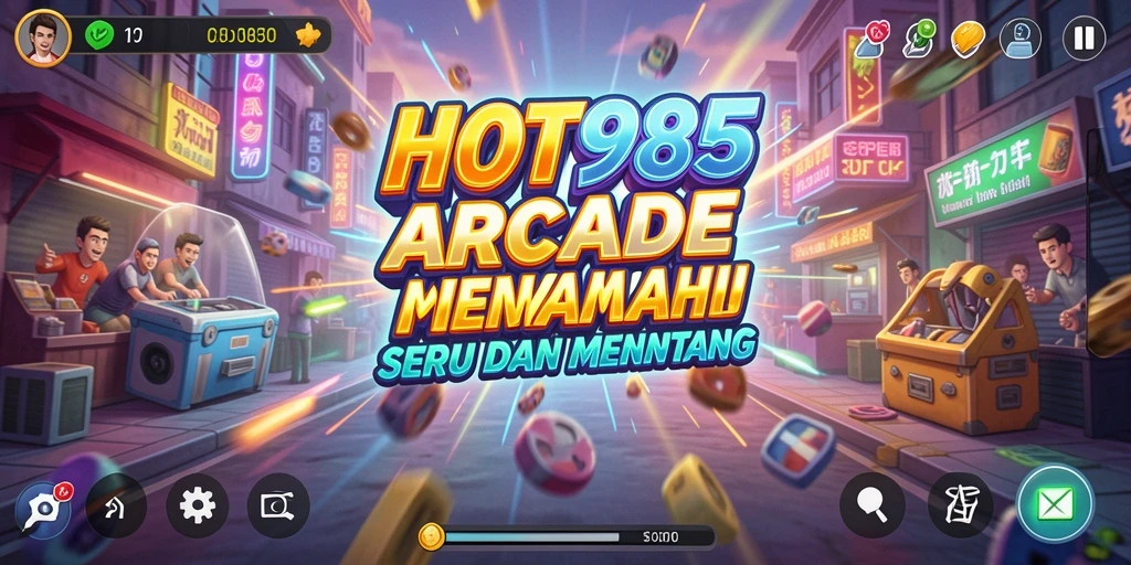 Screenshot HOT985 menunjukkan aksi seru dalam permainan arcade.