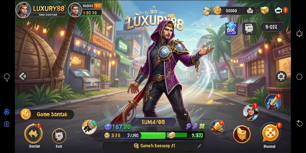 Tampilan gameplay LUXURY88 dengan grafis yang cerah dan interaktif.