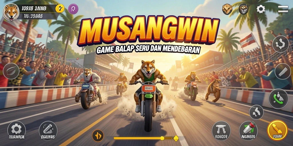 Tampilan permainan Racing MUSANGWIN yang menegangkan dan penuh aksi.