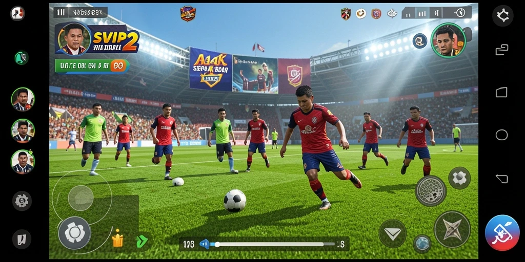 Gameplay SVIP2 yang menampilkan aksi sepak bola seru dan menyenangkan.