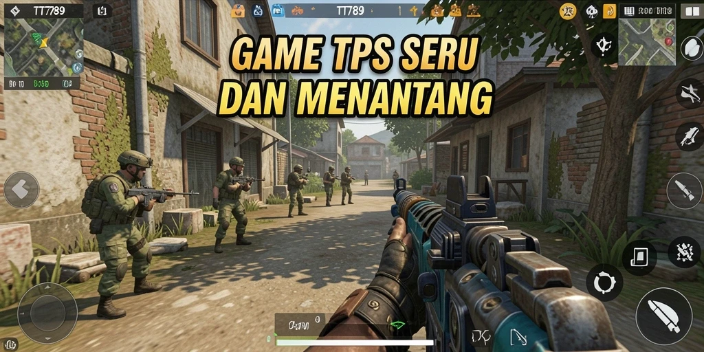 Tangkapan layar utama TT789 menampilkan aksi menembak yang intens dan strategis.